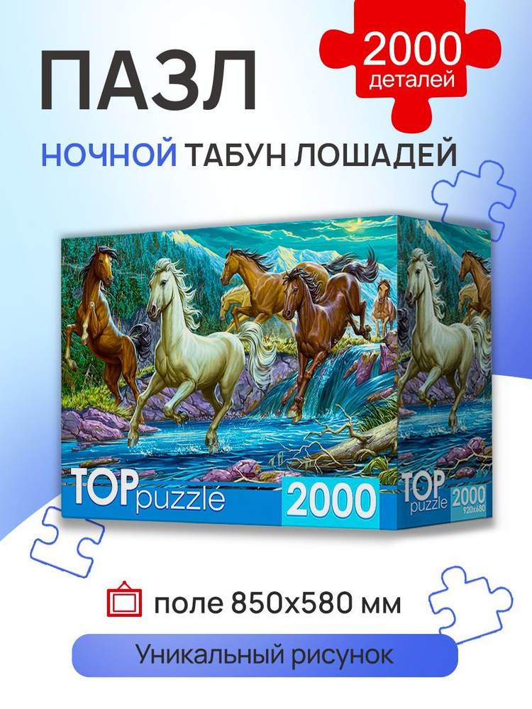 Пазл Рыжий кот TOPpuzzle "Ночной табун лошадей" 2000 элементов  #1