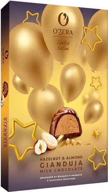 O'Zera, конфеты Gianduja с тертым фундуком и миндалем в молочном шоколаде, 218 г  #1