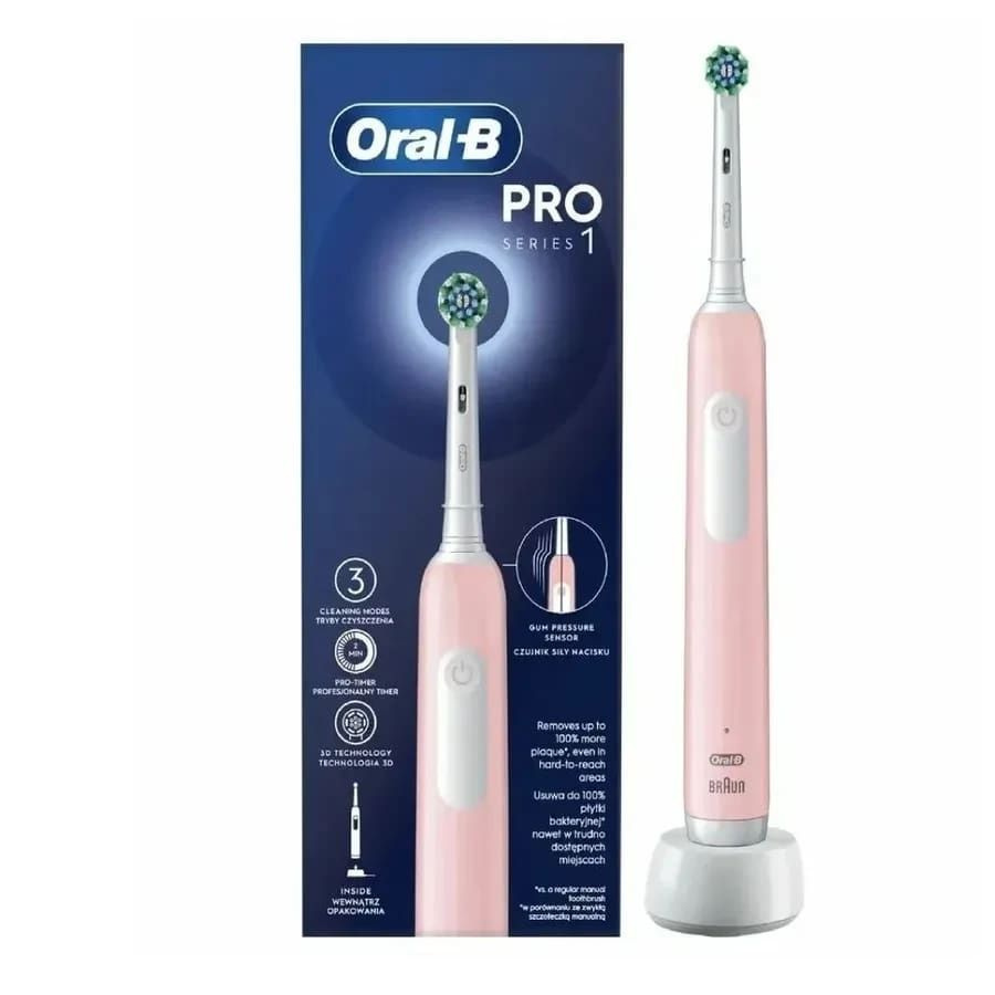 Зубная щетка Braun Oral-B Pro 1/D305.513.3, 3 режима, средняя жесткость, таймер, розовая  #1