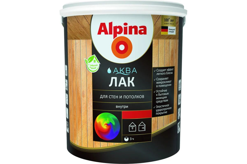 Лак ALPINA SVT AQUA акриловый для стен и потолков глянцевый колеруемый 2,5л 948103435  #1