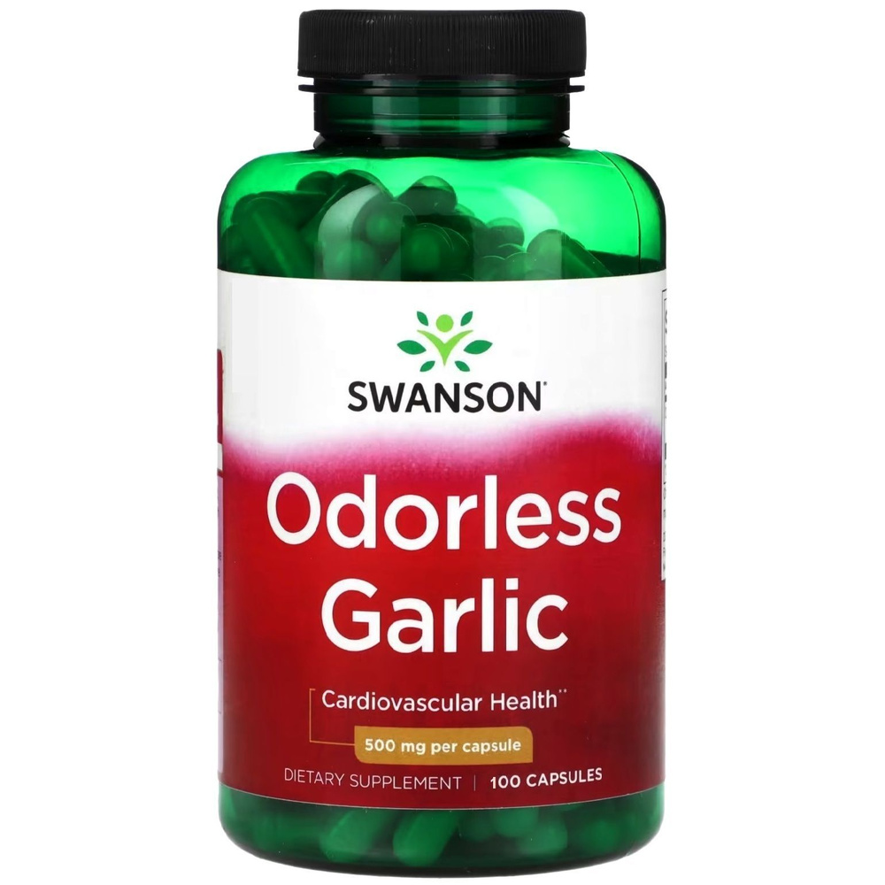 Odorless Garlic 500 mg 100 caps Swanson США / Чеснок концентрат без запаха 500 мг 100 капсул / Поддержка #1