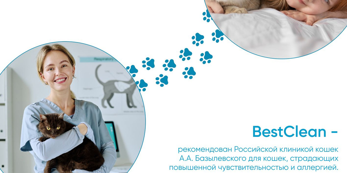 BestClean - рекомендован Российской клиникой кошек А.А. Базылевского для кошек, страдающих повышенной чувствительностью и аллергией.