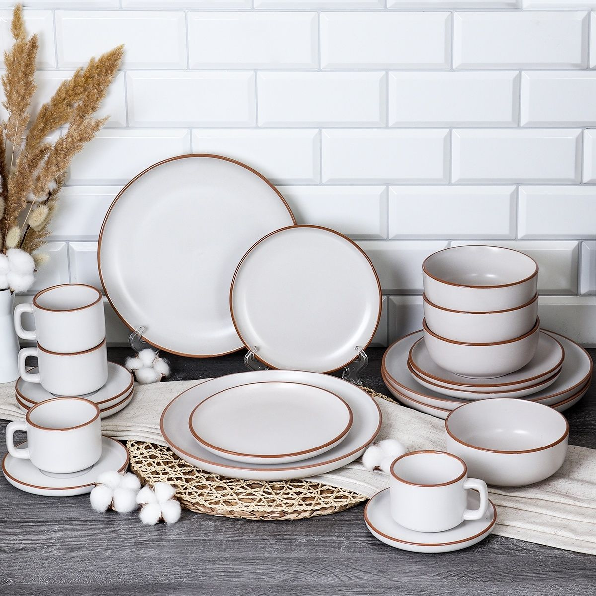 Набор посуды; столовый набор; набор посуды керамика; набор керамической посуды; посуда стильная; посуда современная; набор посуды 20 предметов; набор посуды на 4 персоны; 