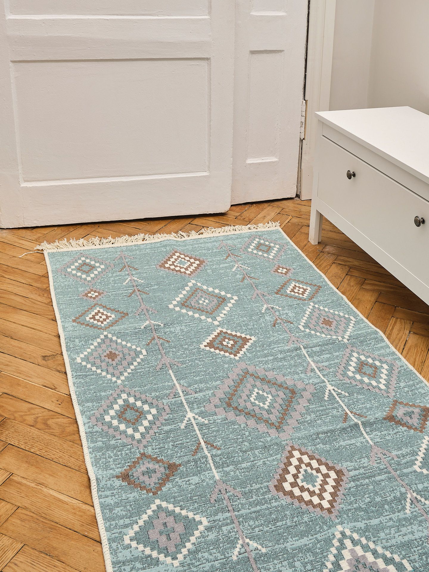 Ковернаполдлякомнаты,кухниилиприхожейбезворсовыйдвустороннийтурецкийкилим80на200см,хлопковый,ковроваядорожка