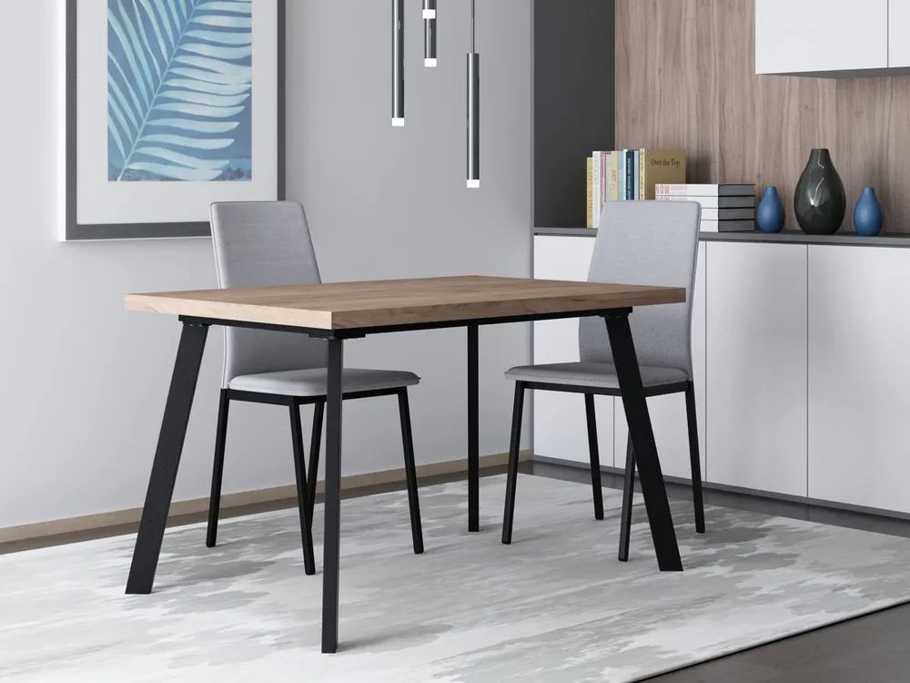 СтолобеденныйМИЛАНраздвижной120-160x85xh75.5см,столешницаЛДСП38ммцветдубтабачный,ножкичерные,дляДОМаиСАДа/SAKURA;