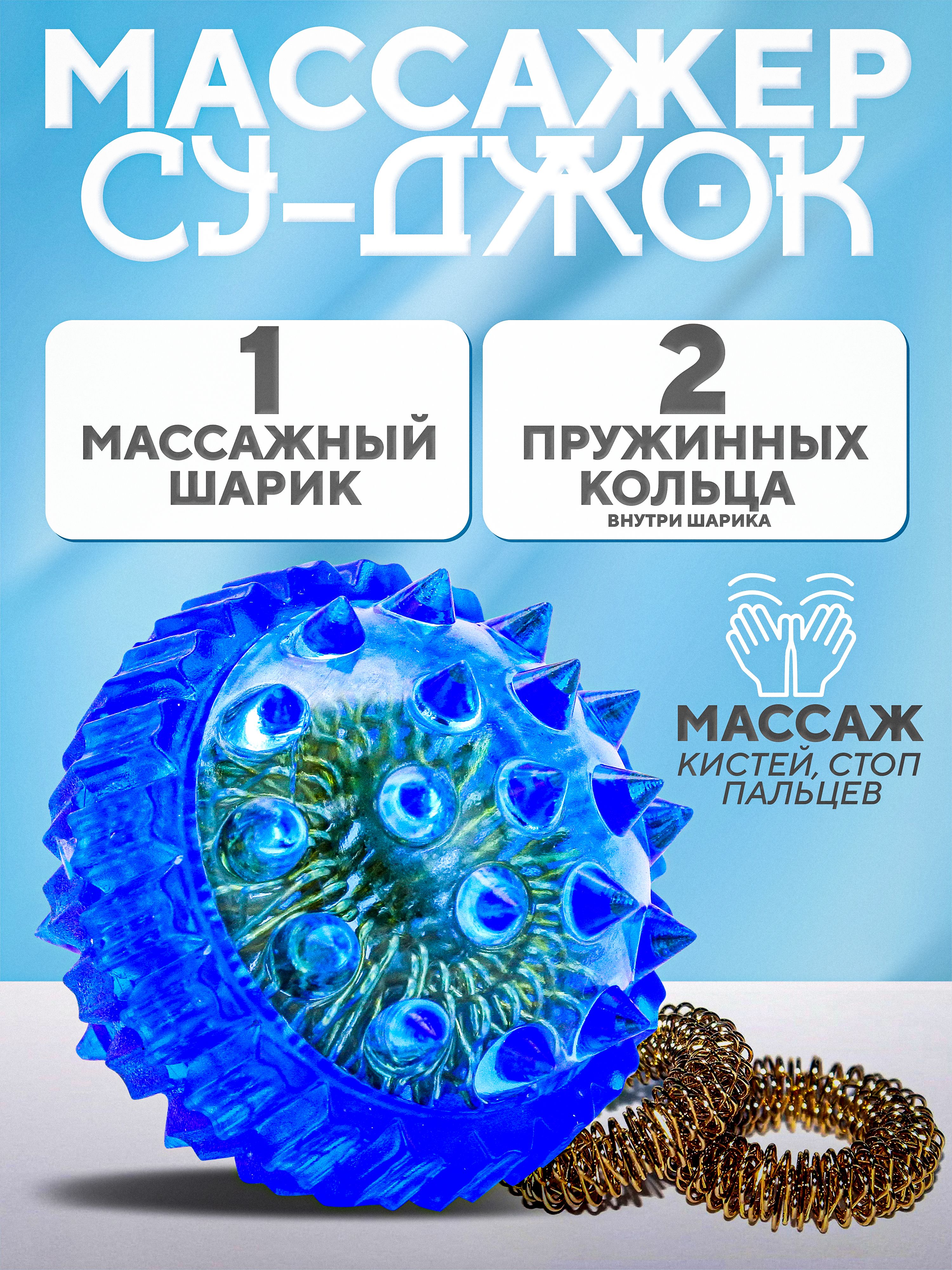 МассажныйшариксшипамиСу-Джок(суджок,суджок).Массажердлярукиногсдвумякольцевымипружинамидляразвитиемелкоймоторики.