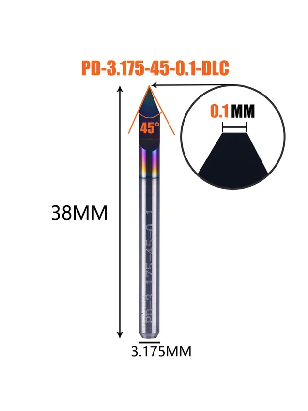 DreaniqueконическаягравировальнаяфрезадлягравировкиначпустанкеD3.175-45-0.1mm11346