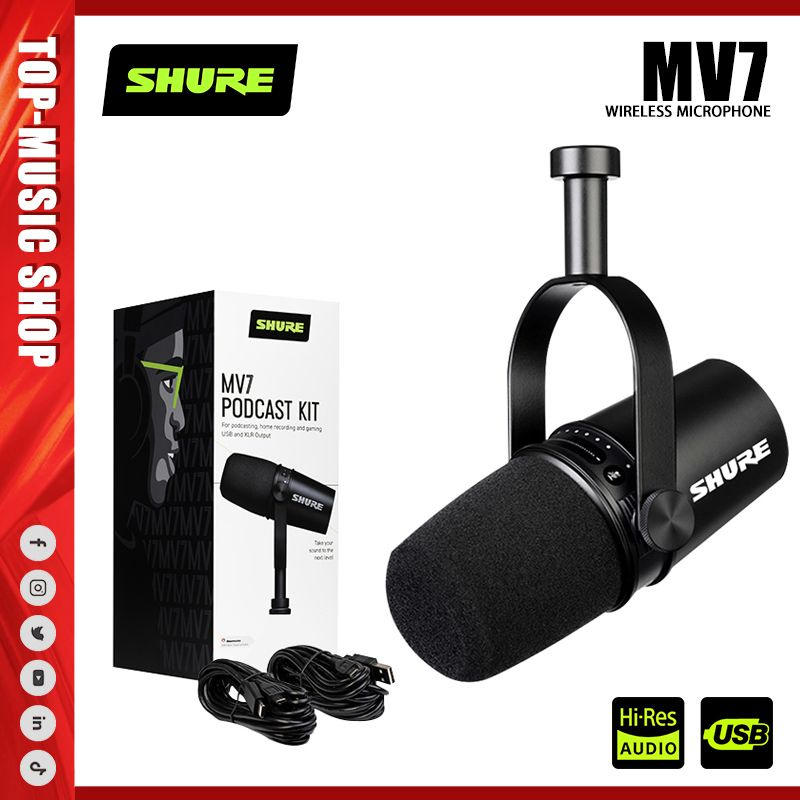 Shure Микрофон игровой (для стриминга) MV7, черный #1