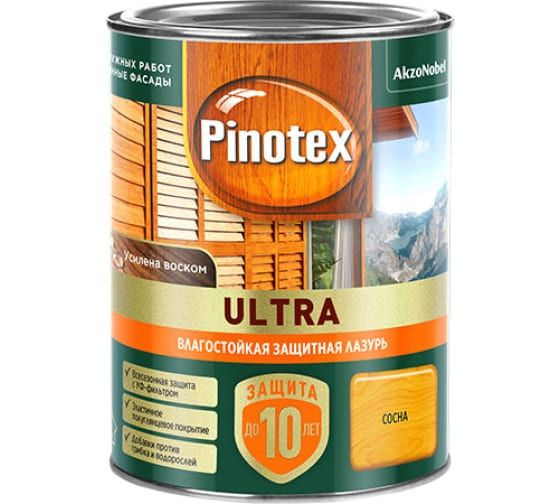 Pinotex Ultra защитная влагостойкая лазурь с воском для дерева Пинотекс УЛЬТРА 0,9 л сосна  #1