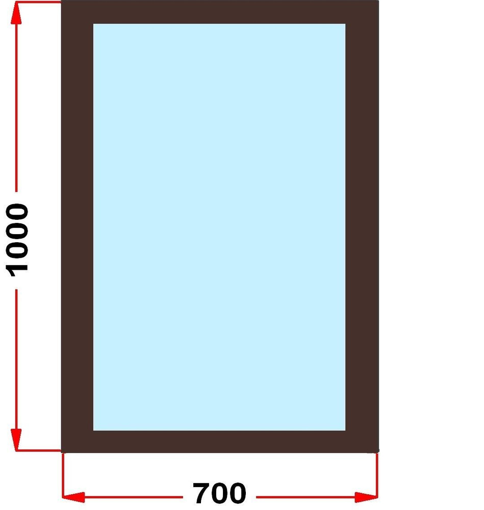 Окно из профиля Grunder 70 мм (1000 x 700), не открывающееся, стеклопакет 3 стекла, темно-коричневое #1