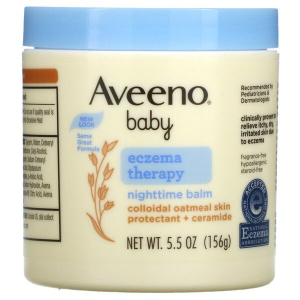 Aveeno, ночной бальзам для облегчения симптомов экземы у детей, без отдушки, 156 грамм  #1