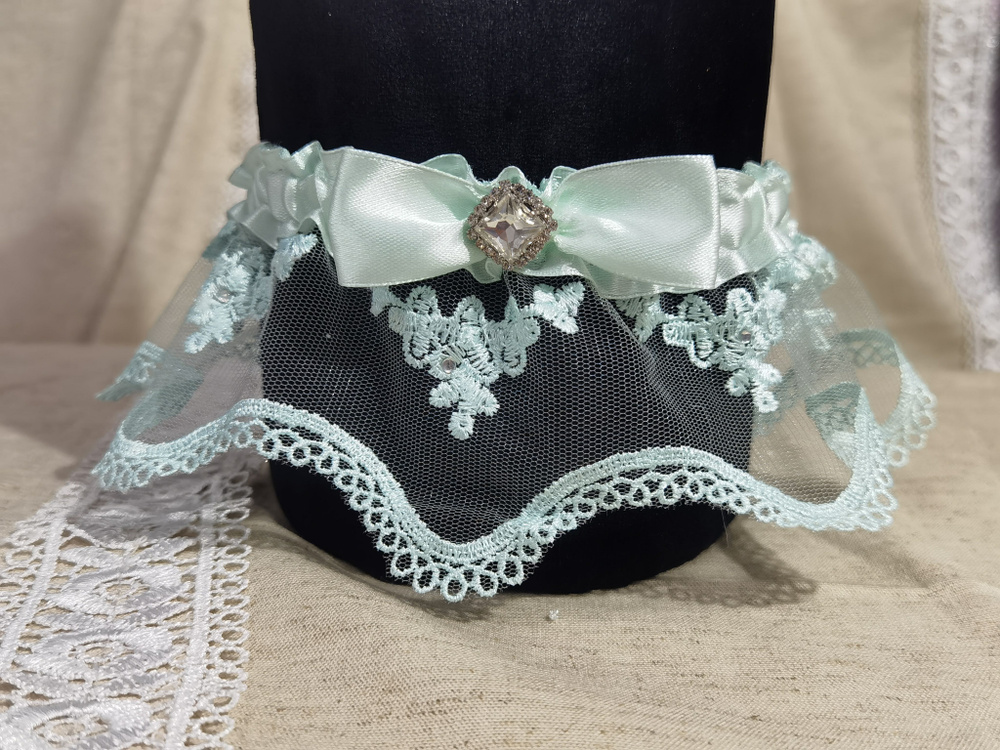 Подвязка для невесты "Роскошь", в бирюзовом цвете. #1