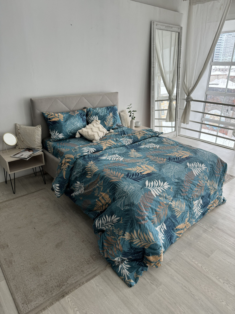 Постельное белье 1,5 спальное на резинке 120х200 перкаль 50х70 SL SmartLinen  #1