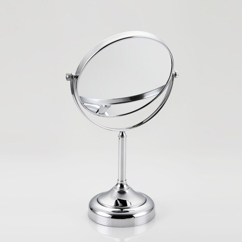 Зеркало косметическое двустороннее настольное, 15 см, регулируемый кронштейн, Хром. F6206  #1