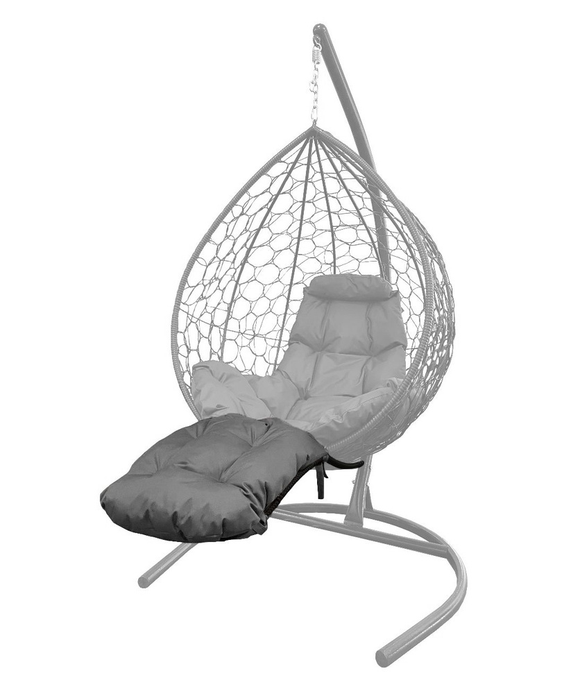Подставка для ног на кресло подвесное, с ротангом черное, серая подушка  #1