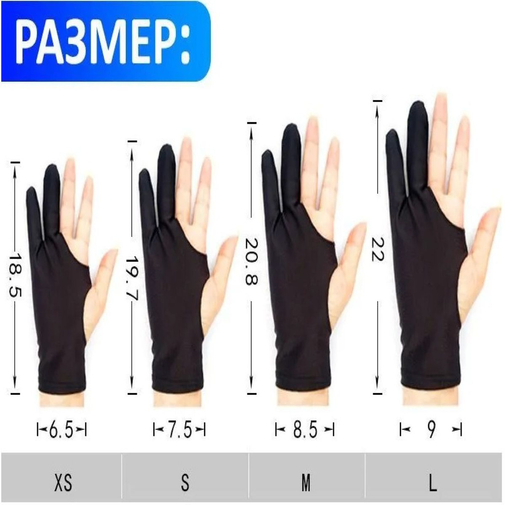 Перчатка антисенсорная для графического планшета, перчатка для рисования, М (20 см)  #1