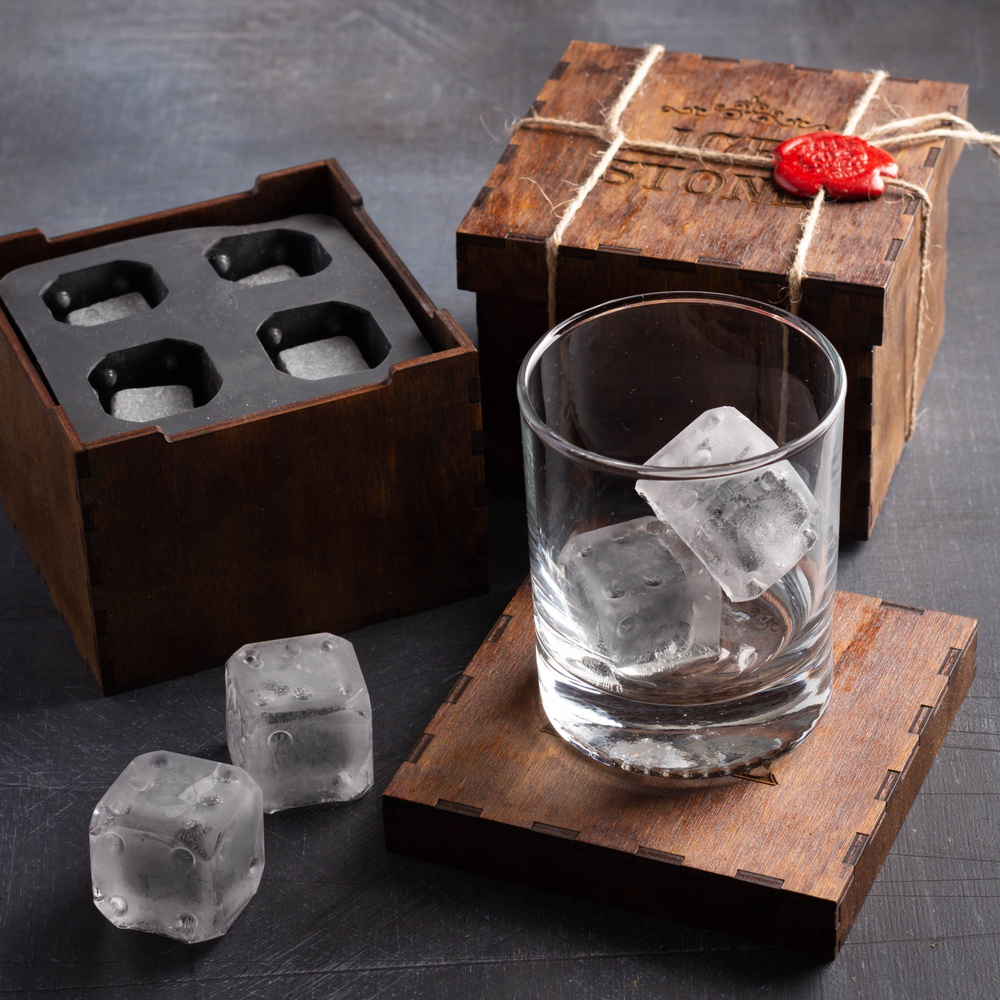 Камни для виски Icestones деревянная коробка (8 камней, 2 формы для льда)  #1