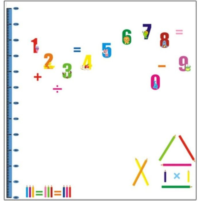 Наклейка пластик интерьерная цветная ростомер "Весёлые задачки" 50x70 см  #1