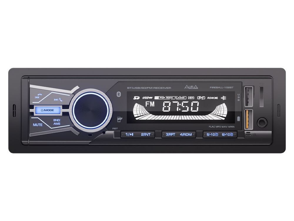 Автомагнитола AurA FIREBALL-102BT, USB/SD/MMC-ресивер, синяя подсветка  #1