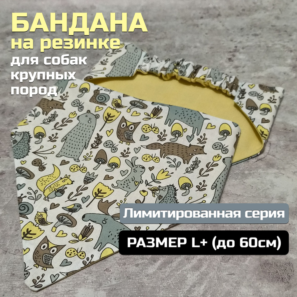 Бандана для собак на резинке L+ (50-60см, Грибное Место) #1