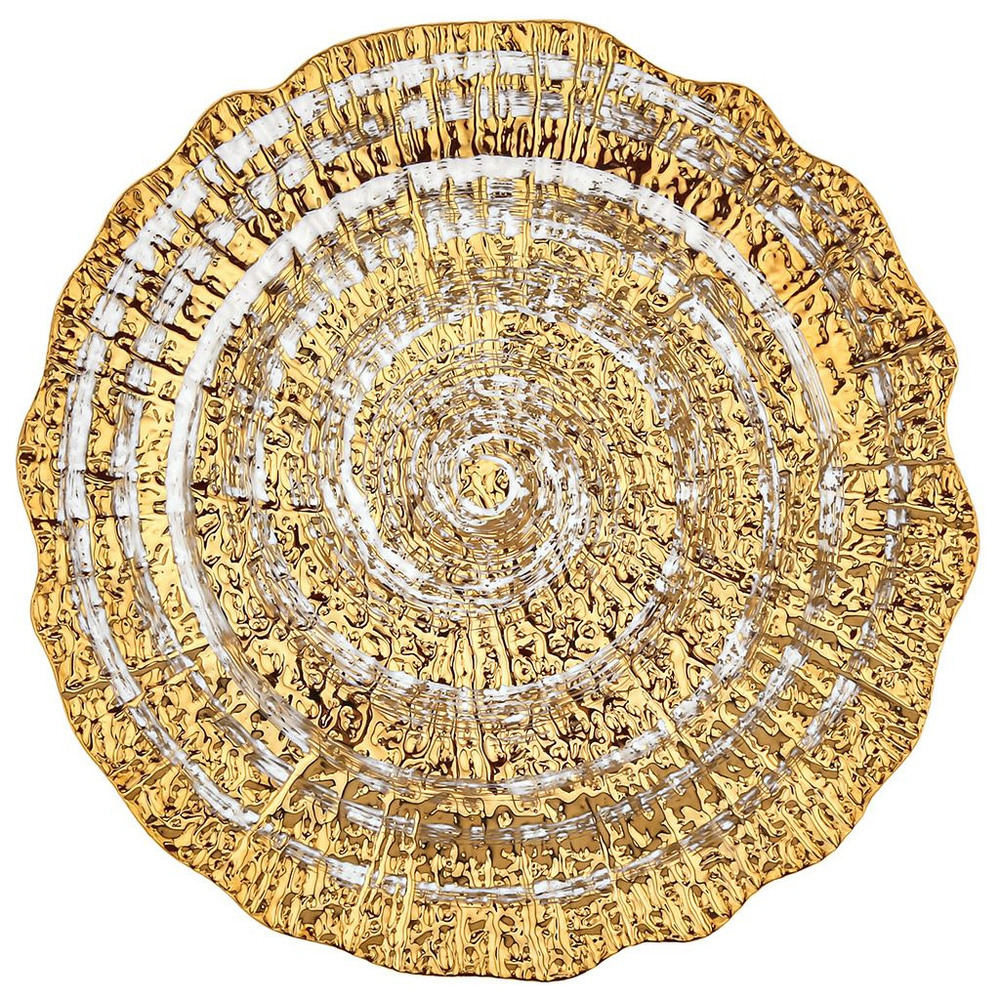 Тарелка плоская "Золото", д200мм h20мм, рельефный декор, с золотом, волнистый край, фарфор  #1
