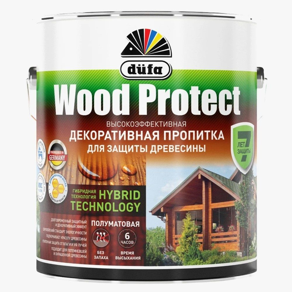 Декоративная пропитка для древесины Dufa Wood Protect полуматовая (0,75л) орех  #1