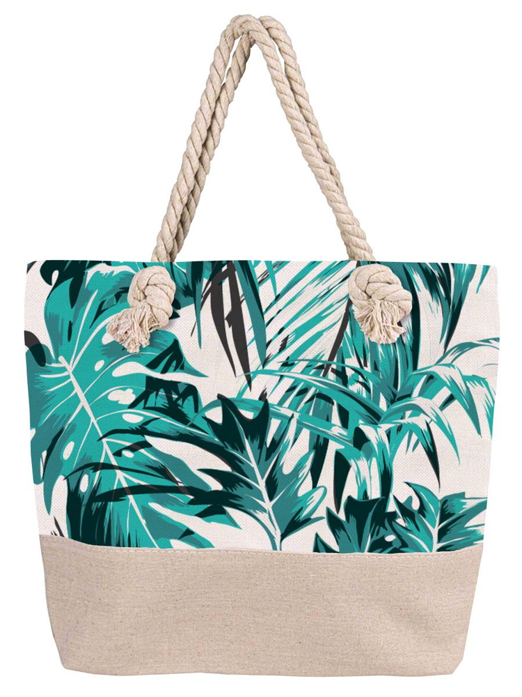 Сумка пляжная "Зеленые тропики", сумка-шоппер женская через плечо, шопер, для пляжа  #1