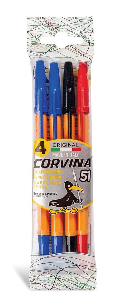 Шариковые ручки Corvina "51 Vintage Flowpack", 1 мм, 4 цвета, 40226G #1