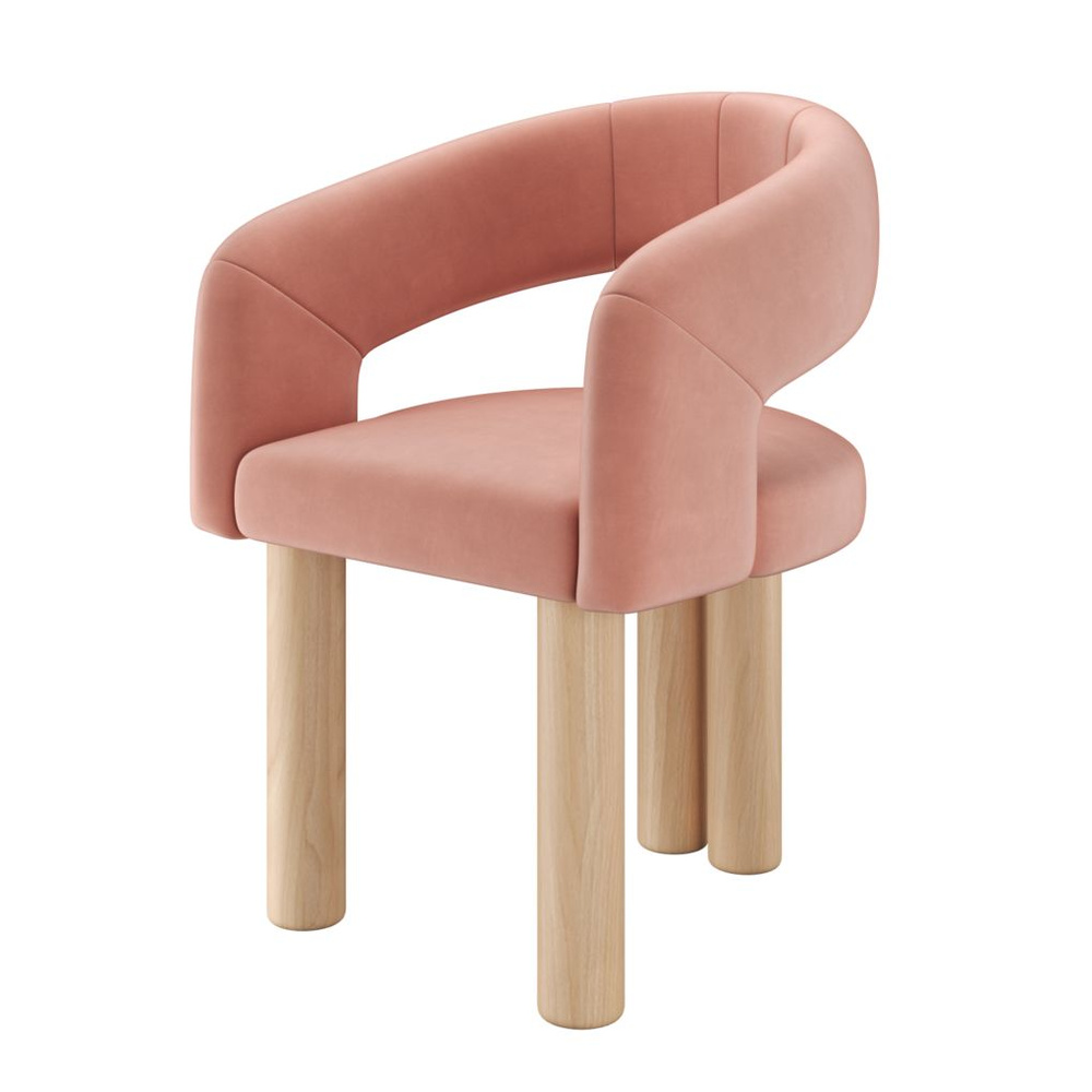Стул-кресло мягкий PECOLA, натуральное дерево розовый #1