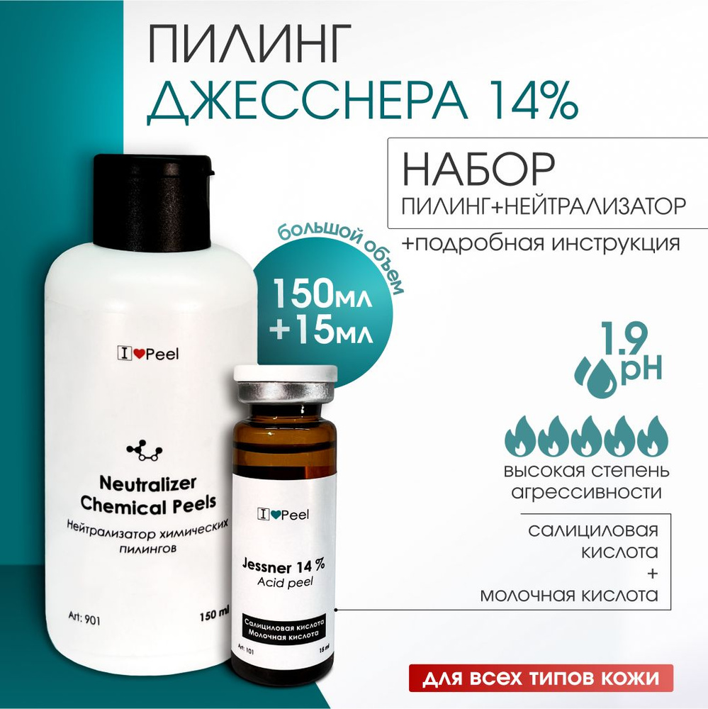 НАБОР Пилинг Джесснера 14% (15мл) + Нейтрализатор (150 мл) #1