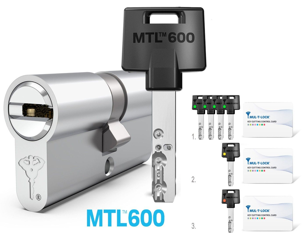 Цилиндр дверной с перекодировкой Mul-T-Lock MTL 600(81мм 31Ш*50) ключ-шток , никель  #1