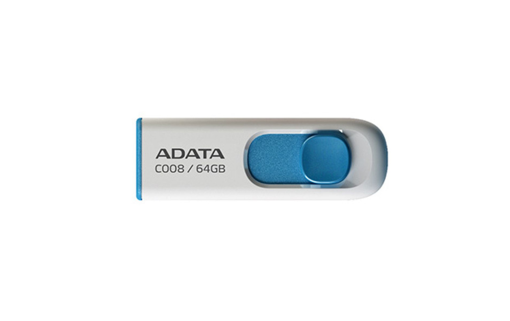 ADATA USB-флеш-накопитель Флешка usb Classic C008 64 GB White+blue 64 ГБ, белый, голубой  #1