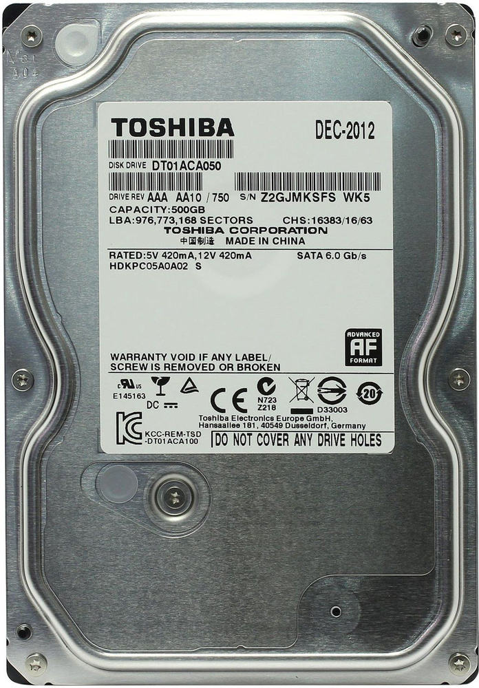 Toshiba 500 ГБ Внутренний жесткий диск (DT01ACA050)  #1