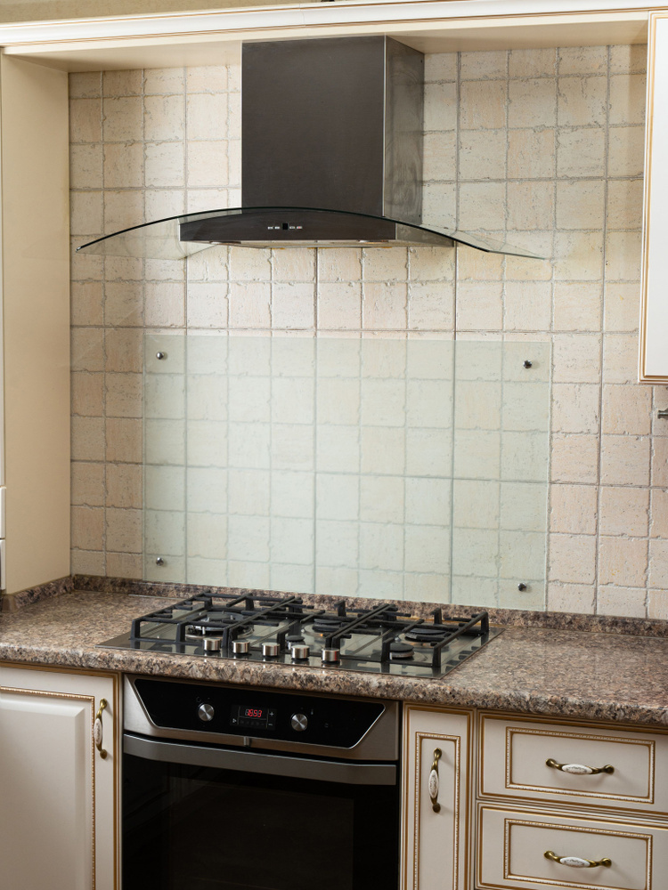 Защитный экран из закаленного стекла на кухонный фартук Normand, матовый белый, 600 х 1200 мм  #1
