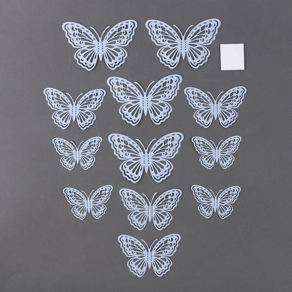 Набор для украшения Бабочки , набор 12 шт, цвет макарун голубой  #1