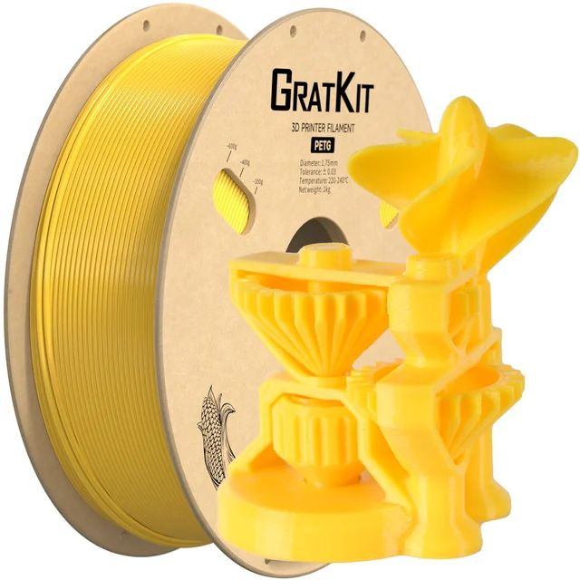 Petg пластик Gratkit для 3Д принтера 1.75мм 1kg желтый #1