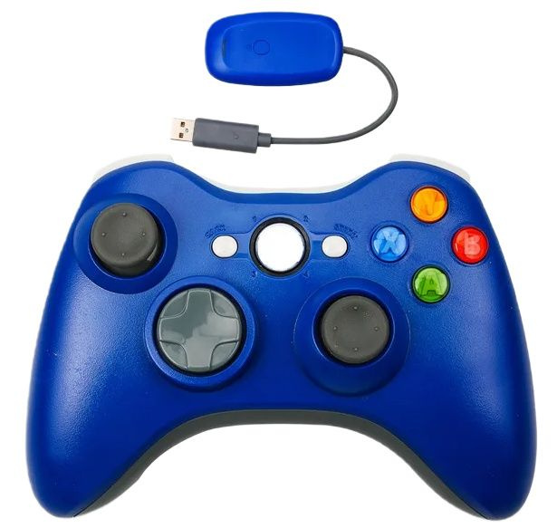 Геймпад Геймпад Xbox 360 Беспроводной + Ресивер (синий) (работает в комплекте), синий  #1