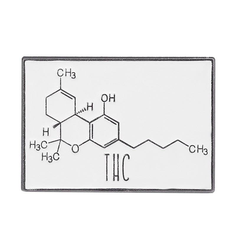 Значок металлический, пин на рюкзак, сумку - химическая формула THC  #1