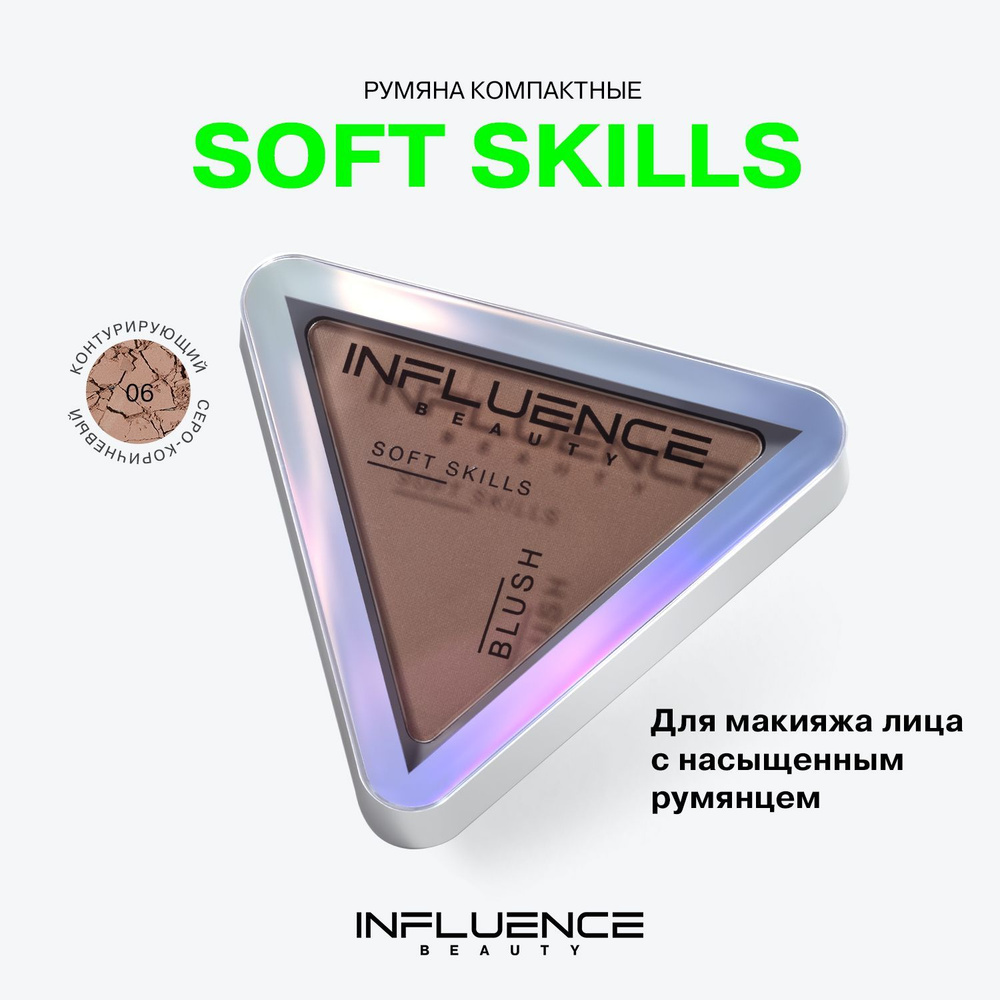 Румяна INFLUENCE BEAUTY SOFT SKILLS для лица, матовые, сухие, скульптор, тон 06: контурирующий серо-коричневый, #1