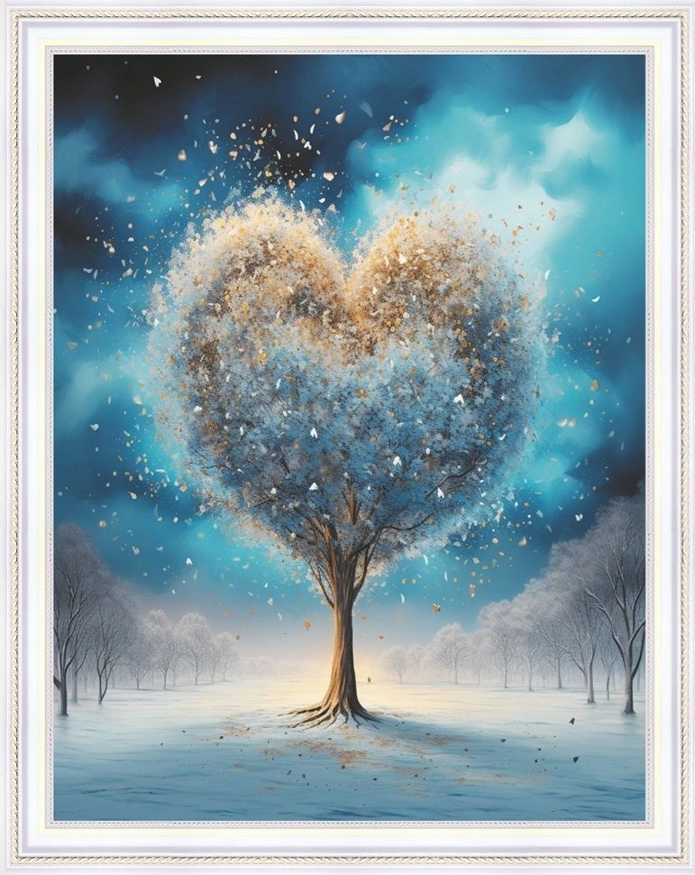 Алмазная мозаика "Ледяное сердце" круглые стразы на подрамнике 40х50 см, HWA5396  #1