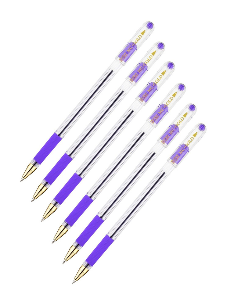 Набор из 6 шт. - Ручка шариковая MunHwa "MC Gold" фиолетовая, 0,5 мм, грип  #1