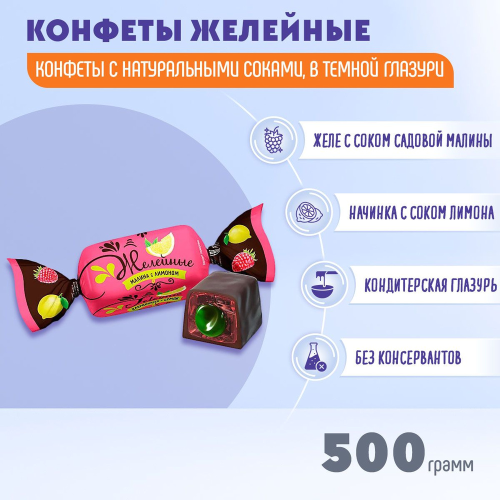 Конфеты желейные Малина с лимоном 500 грамм / КДВ #1