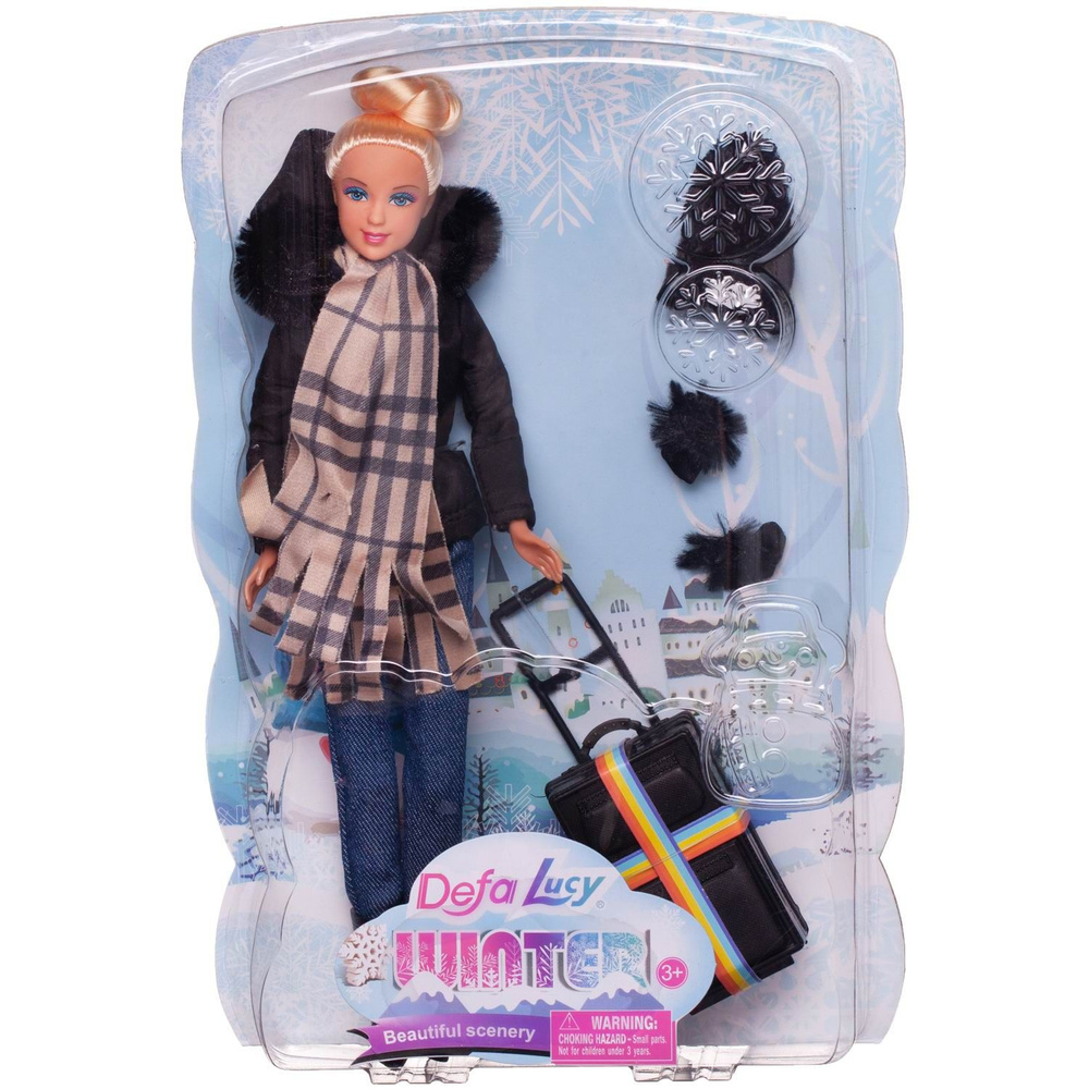 Кукла Defa Lucy Зимняя туристка в черной куртке в наборе с игровыми предметами 29 см  #1