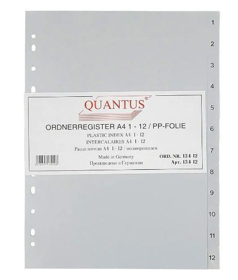 QUANTUS Разделитель для папки A4 (21 × 29.7 см), 12 шт., сортировка: По числам  #1