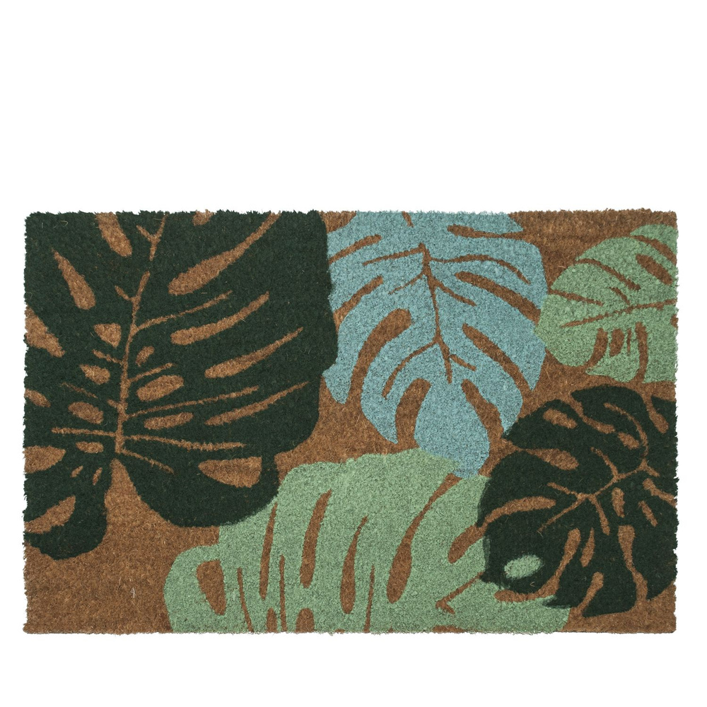 Коврик придверный из кокосовой койры Borghouse "Tropical leaves", размером 60 x 40 см  #1