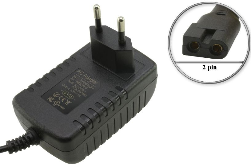 Адаптер (блок) питания 3.5V, 1A, 2pin (RY035100EU, RY035100FV), для триммера, машинки стрижки волос Dewal #1