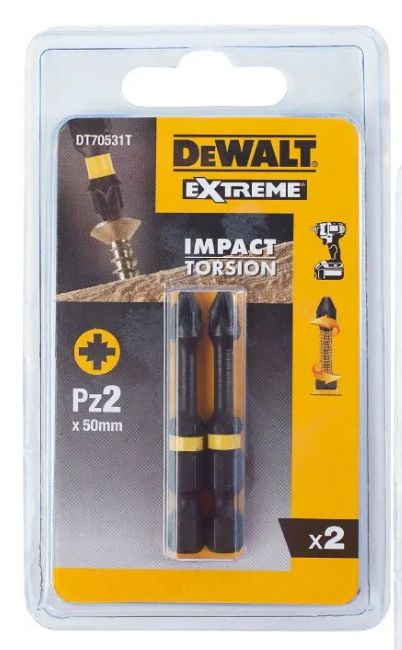 Бита DeWalt PZ2 с магнитным держателем IMPACT Torsion (50мм) 2шт #1