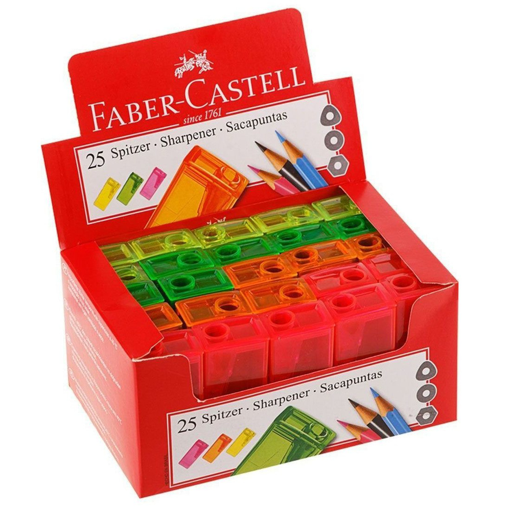 Точилка пластиковая Faber-Castell,1 отверстие,контейнер,25 шт #1