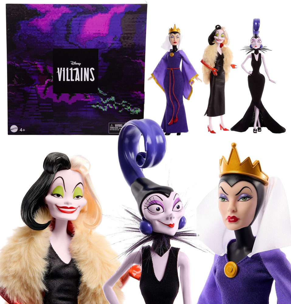 Куклы Дисней Злодейки Злая Королева Изма Круэлла набор из 3 Disney Villains  #1