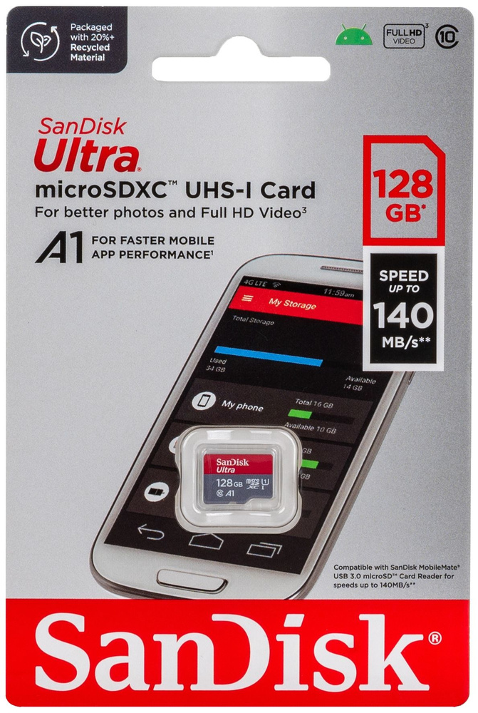 Карта памяти SanDisk microSDXC 128 ГБ Ultra Class 10 UHS-I A1, 140 Мб/с #1